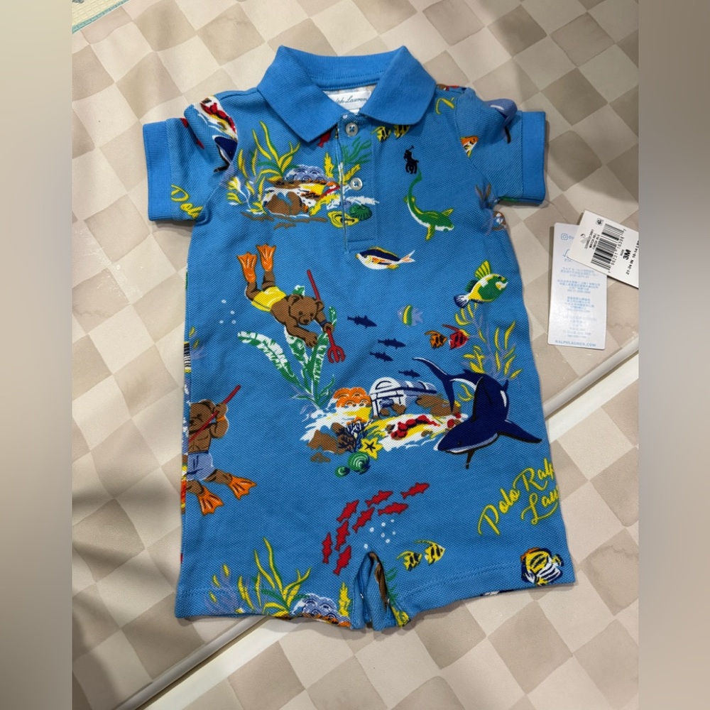 Blue Polo Ralph Lauren Baby Romper